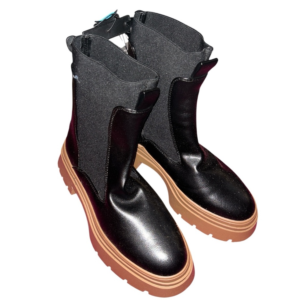 Primark Black Boots with Tan Soles